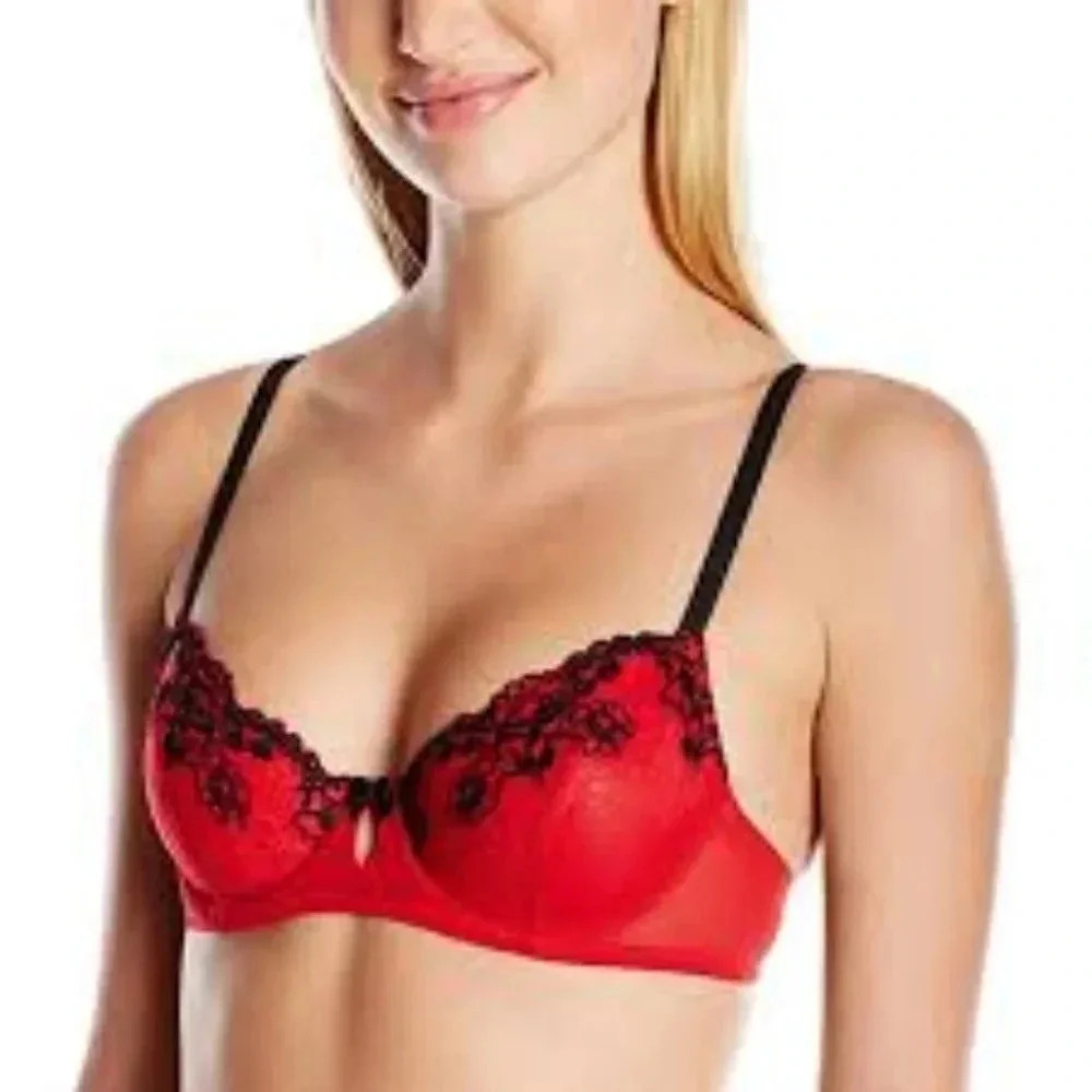 34C Jezebel 10039 Demeure Unlined Balconet UW Bra Red NWT - Picture 8 of 11